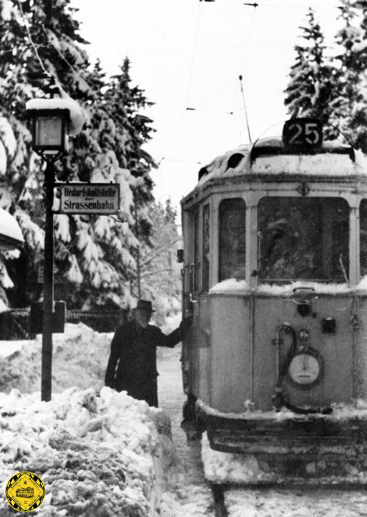 Für mich eines der schönsten Münchner Trambahnbilder: Ein F-Tw in Neu-Grünwald im Winter 1937 tief verschneit. 
