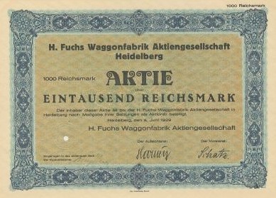 1921 wurde Fuchs Mitglied der Eisenbahnwagen Liefergemeinschaft G.m.b.H. (EISLIEG) in Düsseldorf zusammen mit den Waggonbau-Unternehmen Dessauer Waggonfabrik AG, Düsseldorfer Eisenbahnbedarf, vorm. Carl Weyer & Co., Siegener Eisenbahnbedarf AG, Waggon-Fabrik A.G. Uerdingen sowie Wegmann & Co., Kassel. Später traten auch die WUMAG (Waggon- und Maschinenbau A.G., Görlitz) und die Gottfried Lindner AG (Ammendorf) dem Verbund bei. Dieser Waggonbau-Konzern war mit einer Produktionskapazität von jährlich 18–20.000 Fahrzeugen die größte und leistungsfähigste Gruppe innerhalb der deutschen Waggonbau-Industrie.