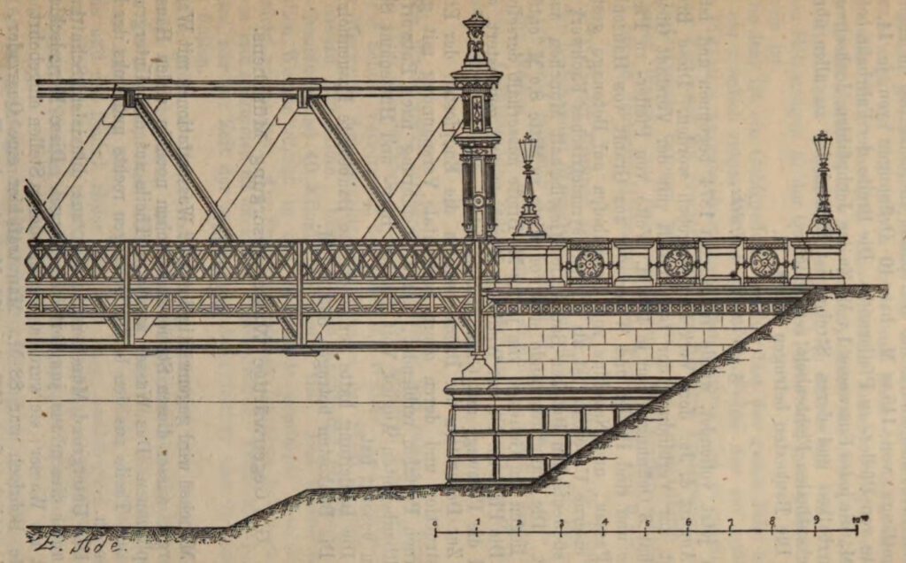 Zeichnungsentwürfe für die Wittelsbacher brücke findet man in den Bauakten von 1875.