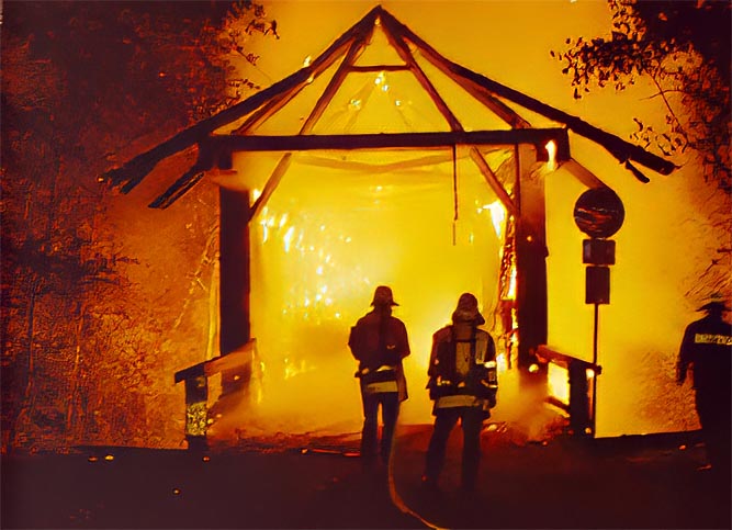 In der Nacht vom 2. auf den 3. September 2002 legte ein Pyromane Feuer und die Brücke ging in Flammen auf. Gesamtschaden 2,2 Millionen Euro. Der Brandstifter wurde 2003 festgenommen.