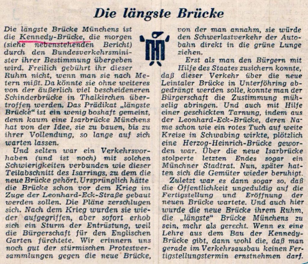 Kommentar vom "Münchner Merkur" am Tag vor der Eröffnung am 18.Dezember 1963. 
