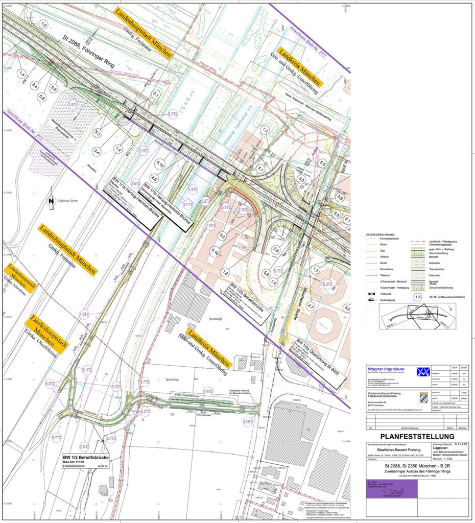Das Staatliche Bauamt Freising hat zum Planfeststellungsverfahren die Planungen für die Verbreiterung der herzog-Heinrich-Brücke von 2 auf 3 Fahrspuren veröffentlicht.