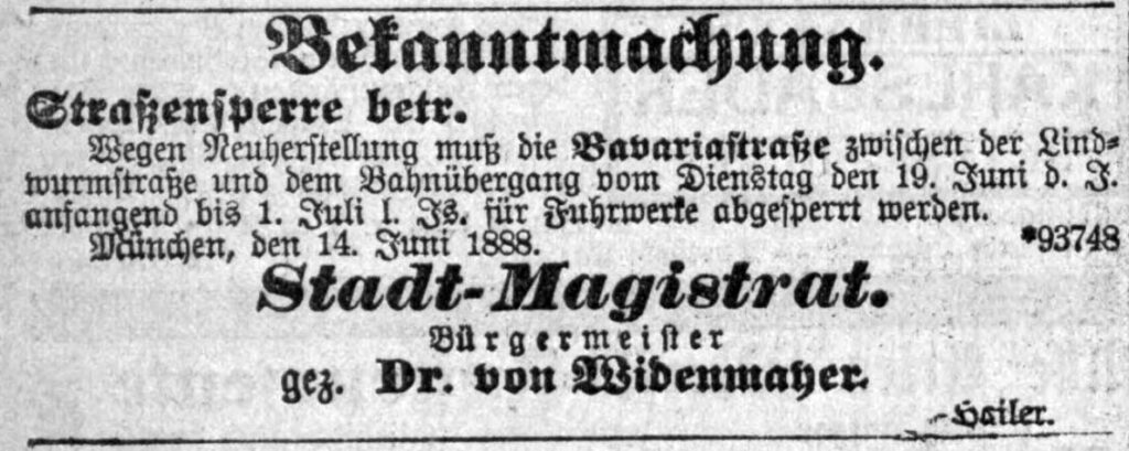 1888 06 17 Bavariastr Baubeginn