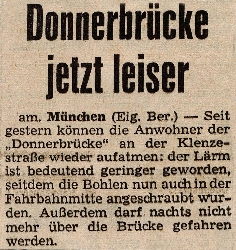 1964 03 05 Abendzeitung Hilfsbrücke Klenzestr Cut