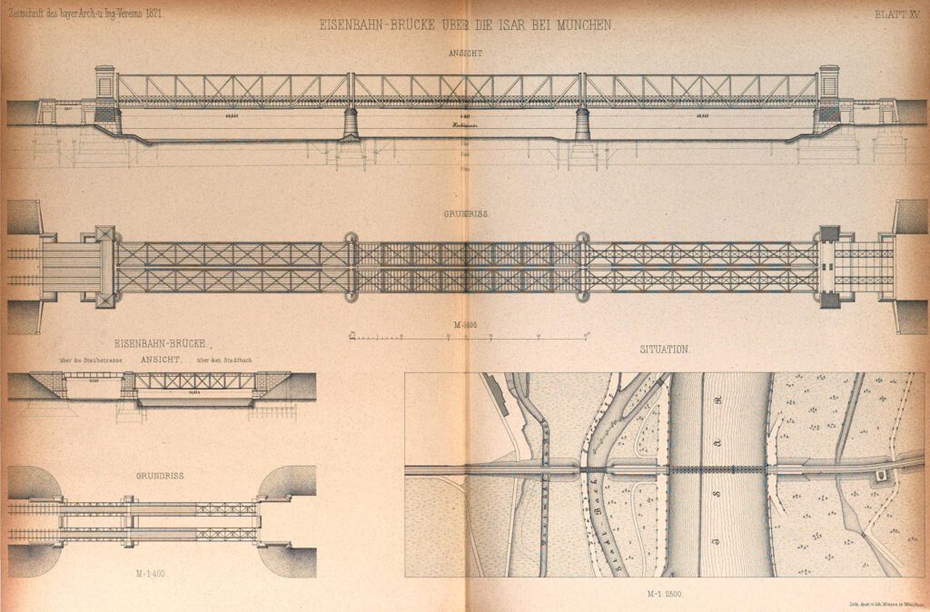1871 Braunauerbrücke Bauzeichnung