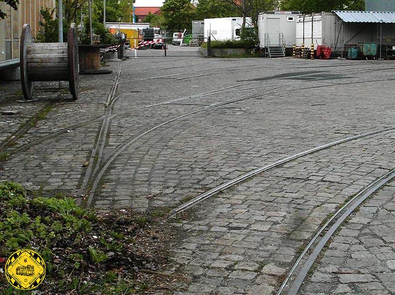 Die Schienenreste des Betriebshof 5 in der Dachauer Straße (15.08.1928 - 28.05.1977)