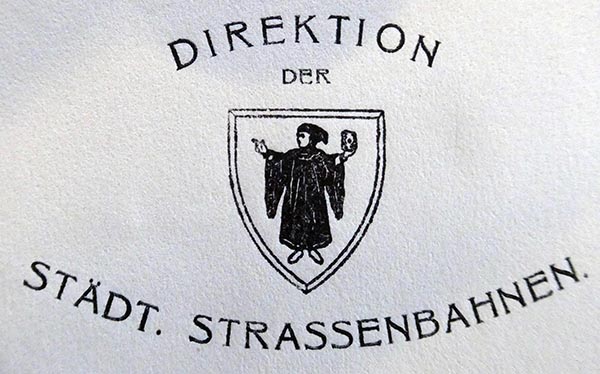 Briefkopf direktion städtische strassenbahn
