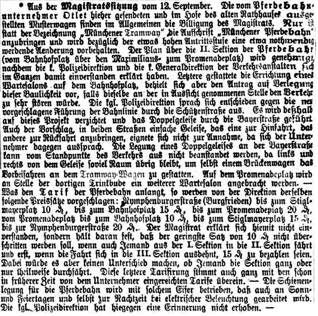 1876 09 14 neueste nachrichten tramway anzeigen und vorstellung wagen bauarbeiten