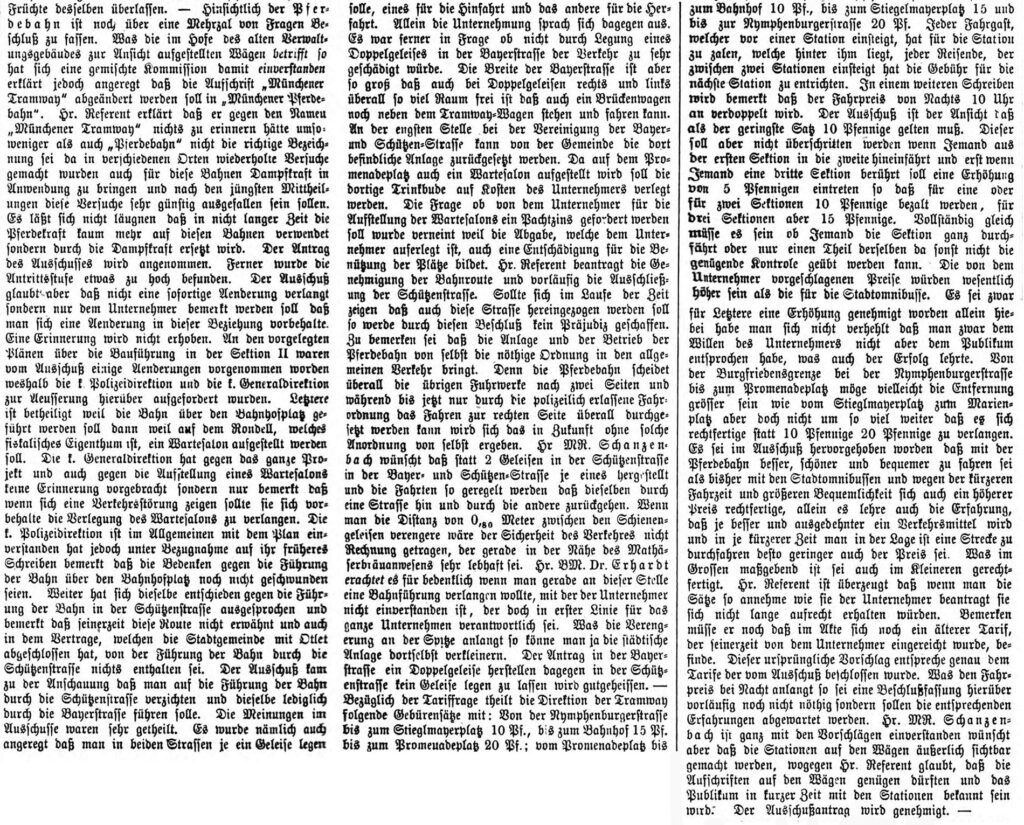 1876 führung der pferdebahn magistrat cut